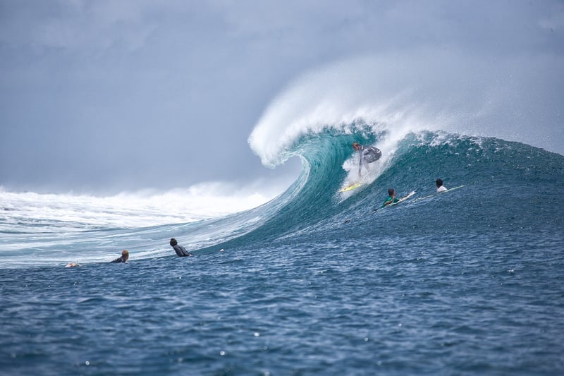 Surfing on the beach